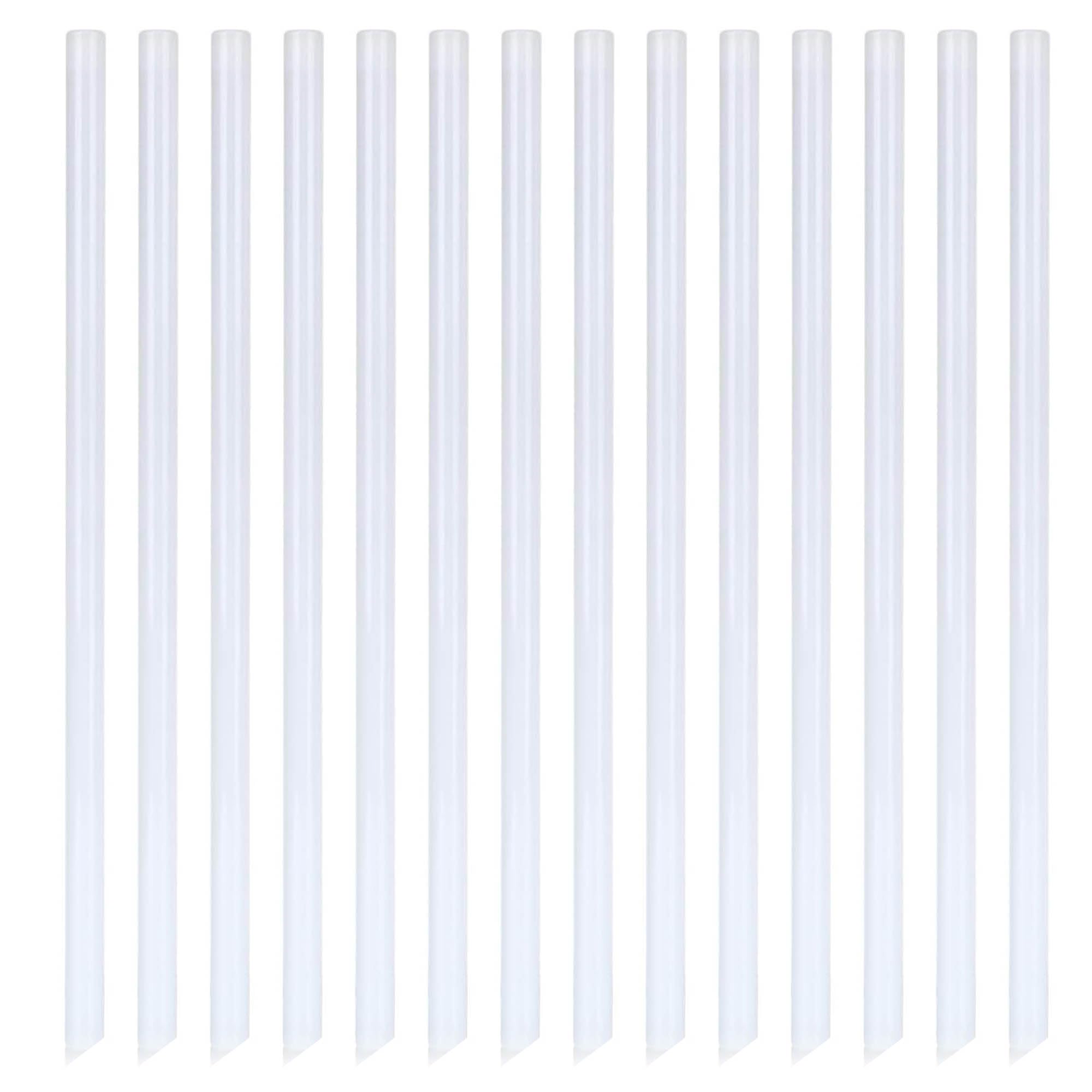 Xyedyaup 100 Pcs Clear Straws 190 Mm X 6 Mm Reusable Craft Straws White（Pointed Tip Straws）