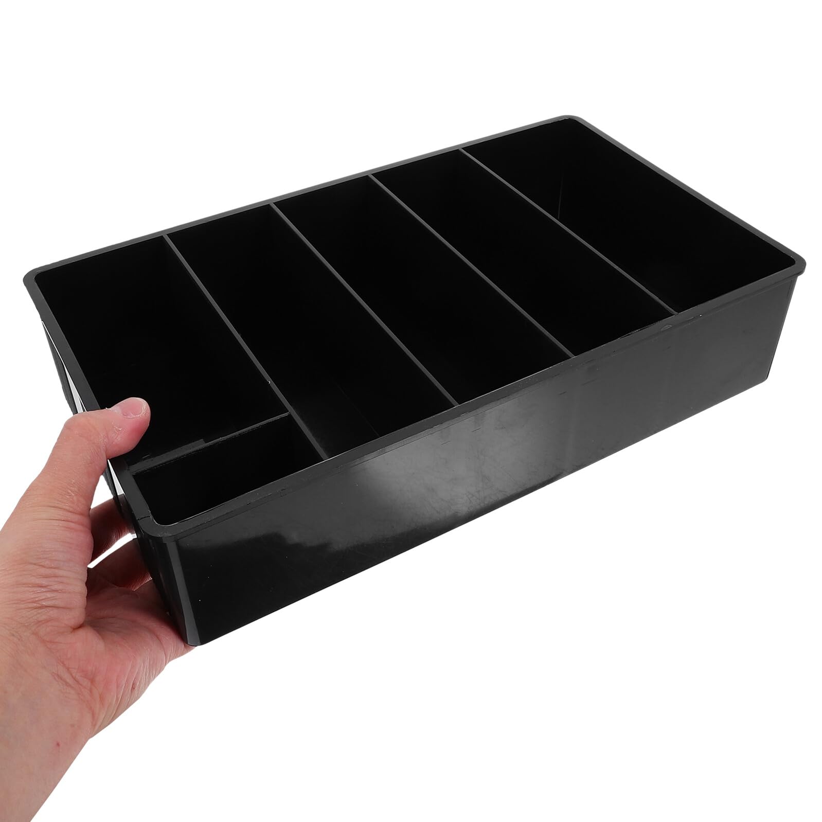 Cassetta Portamonete Verticale con Scomparti Neri Organizer Portatile per Soldi e Cellulare Scatola per Registratore di Cassa per Uffici Scuole e Negozi