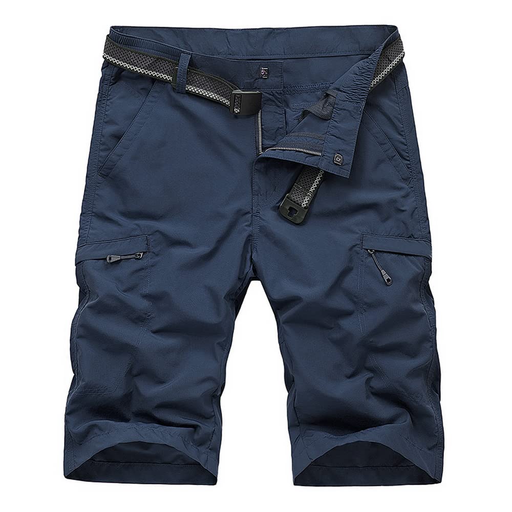 OCHENTA Men's Lightweight Quick Dry Cargo Shorts Casual with Zipper Pockets Expandable Waist Outdoor Hiking