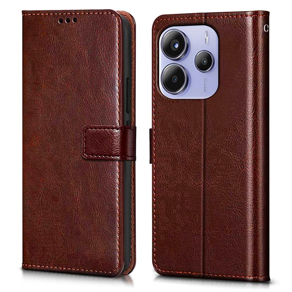 WOW IMAGINE Shock Proof Flip Cover Back Case Cover for Redmi Note 14 5G (Flexible | Leather Finish | Card Pockets Wallet & Stand | Chestnut Brown) WOW IMAGINE Shock Proof Flip Cover Back Case Cover for Redmi Note 14 5G (Flexible | Leather Finish | Card Pockets Wallet & Stand | Chestnut Brown)