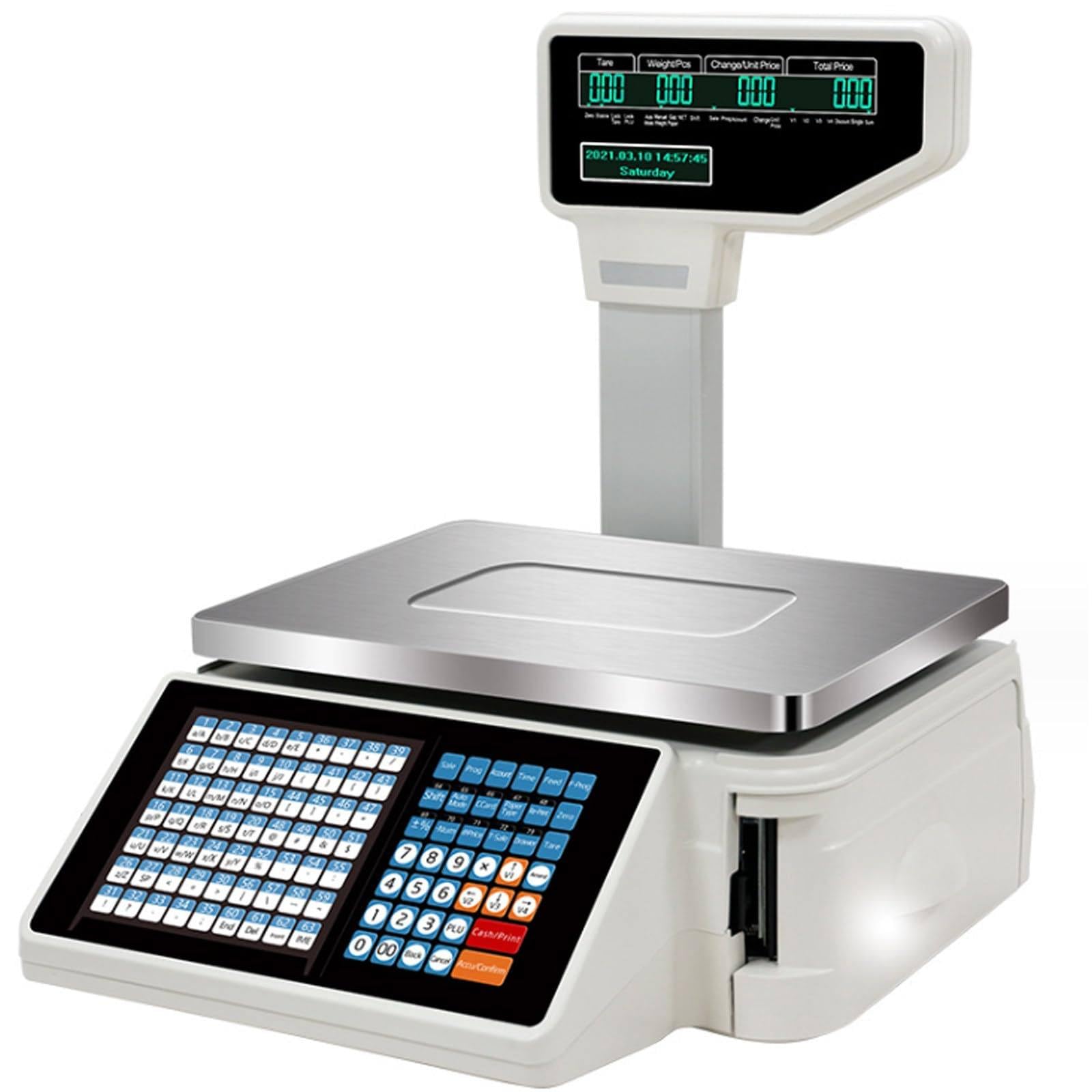 JKJZSALJ Dual Display Counting Scale,Cash Register Scale,Scale With Label Printer,Label Printing Scales,30Kg Digital Scales,With Cashbox ＆ Scanner,For Supermarket/Ret,A
