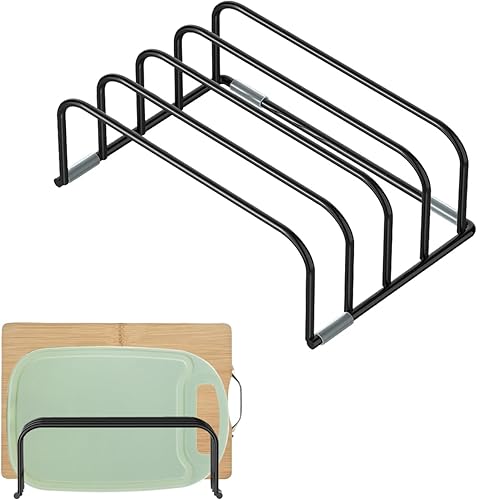 Organizador de tablas de cortar, 2 unidades, estante de almacenamiento compacto para gabinetes, tapas de ollas de encimera de cocina, organizador