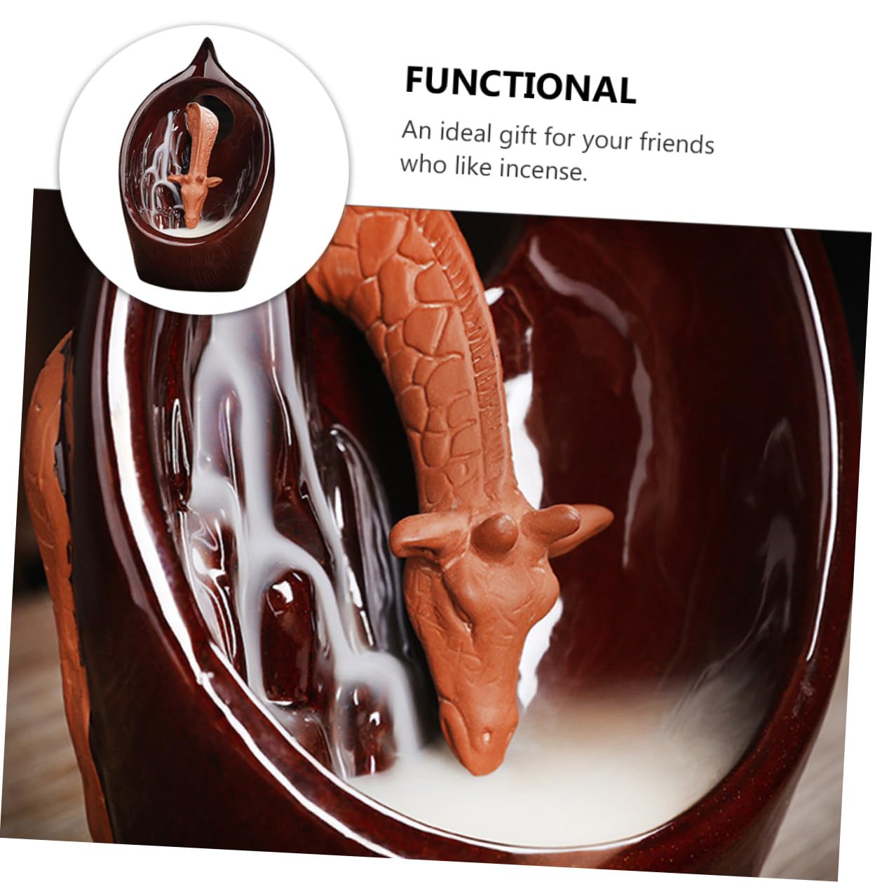 TOYANDONA Bruciatore di Incenso Ceramico Marrone Design Giraffa per Aromaterapia e Rilassamento, per Camera da Letto e Soggiorno Stile Creativo Retrò