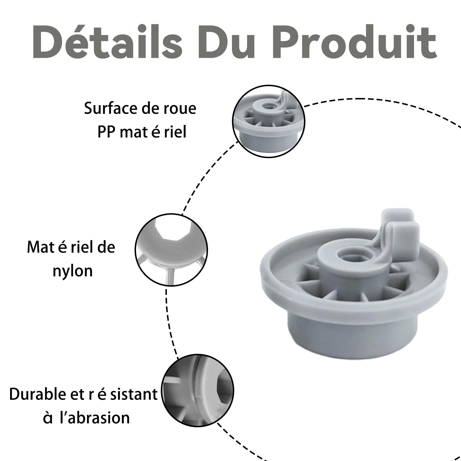 fKiZanthene Roulette Lave Vaisselle Lot de huit Roulettes Gris pour Panier de Lave Vaisselle Accessoires de Remplacement Adaptés à lInstallation et Réparation dans la Cuisine - 5