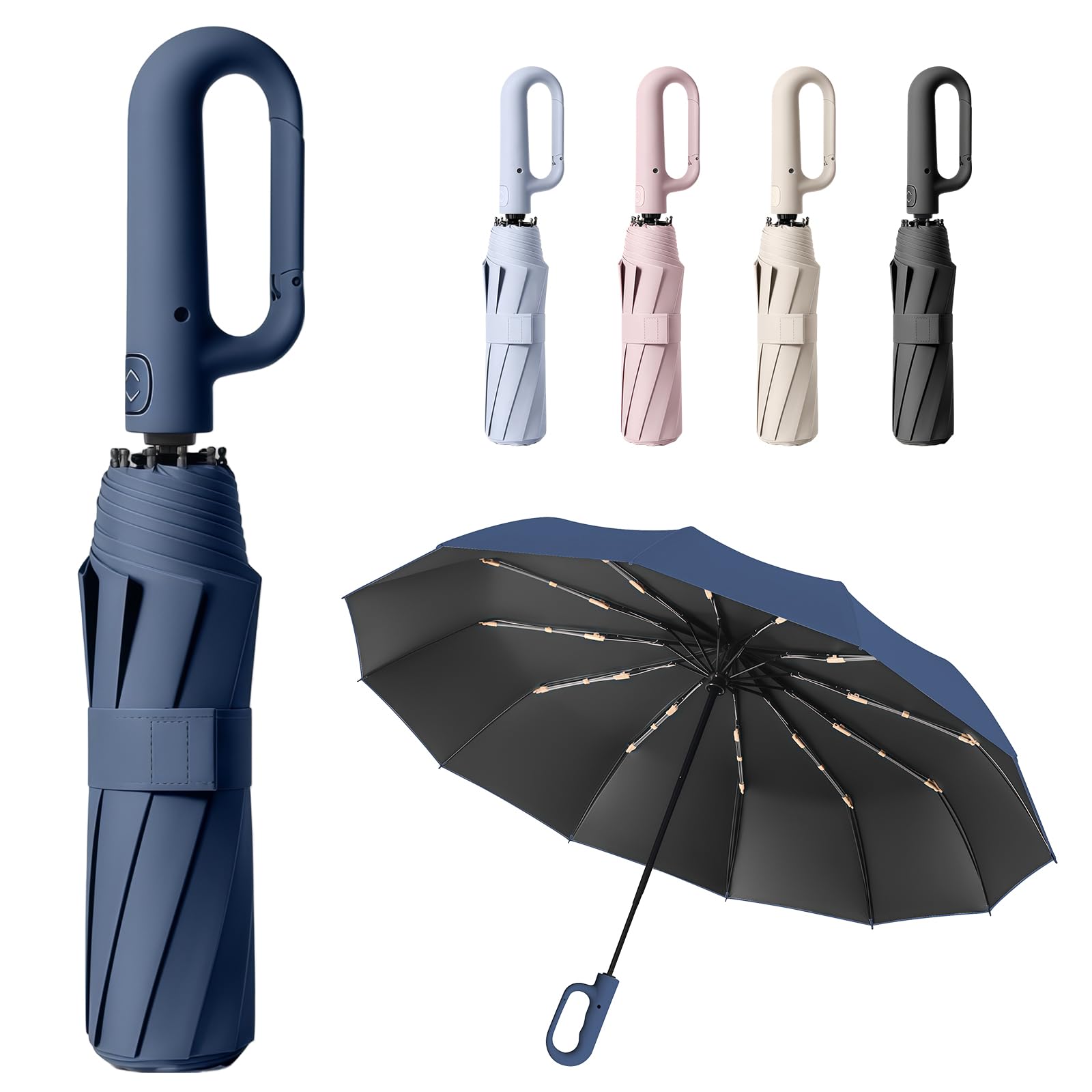 HCQC Parapluie Pliant Automatique Compact – Résistant au Vent et à la Tempête – Léger et Solide – Ouverture et Fermeture Faciles – Parapluie de Voyage pour Homme et Femme