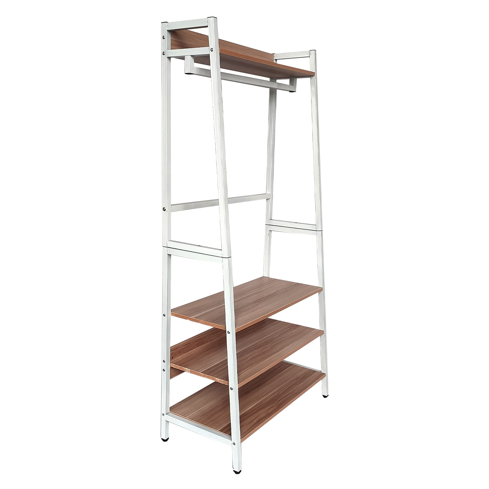 4段 木製ラック アイアンラック ハンガーラック ウッドラック オープン