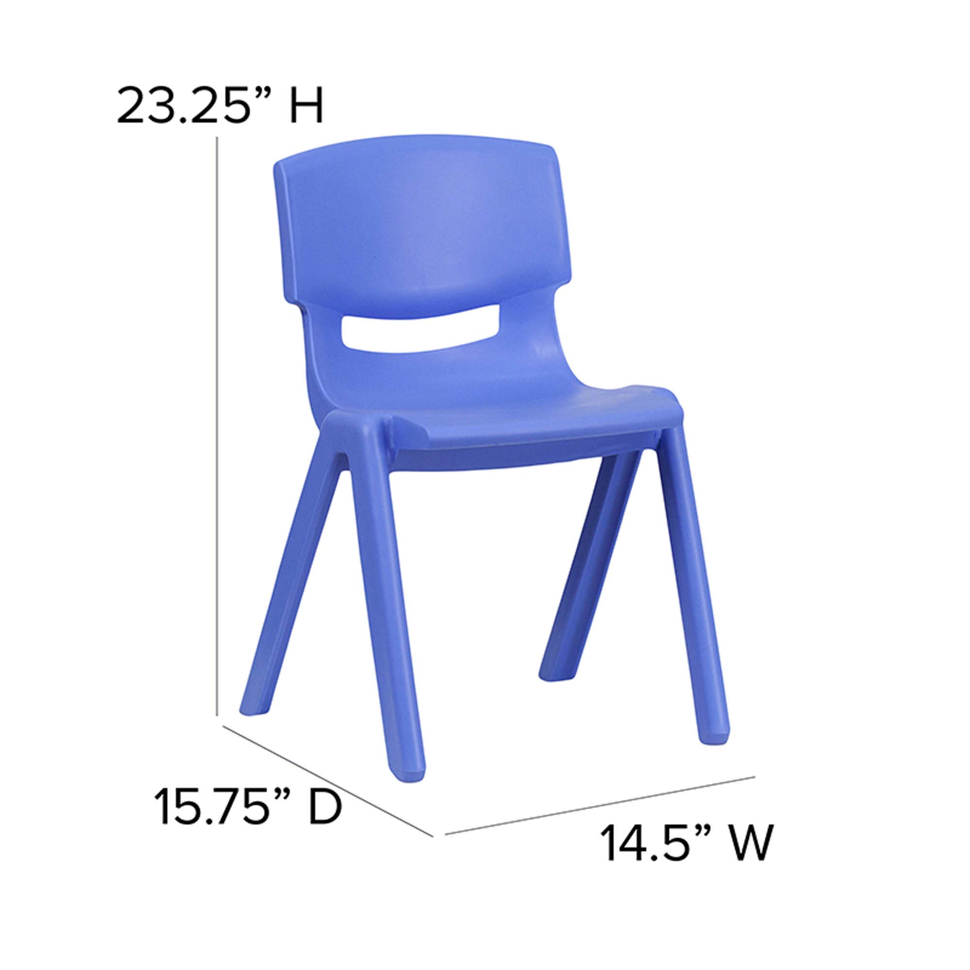 Flash Furniture Whitney 2 Pack Blue Plastic Stackable School Chair with 13.25" Seat Height - Image 3