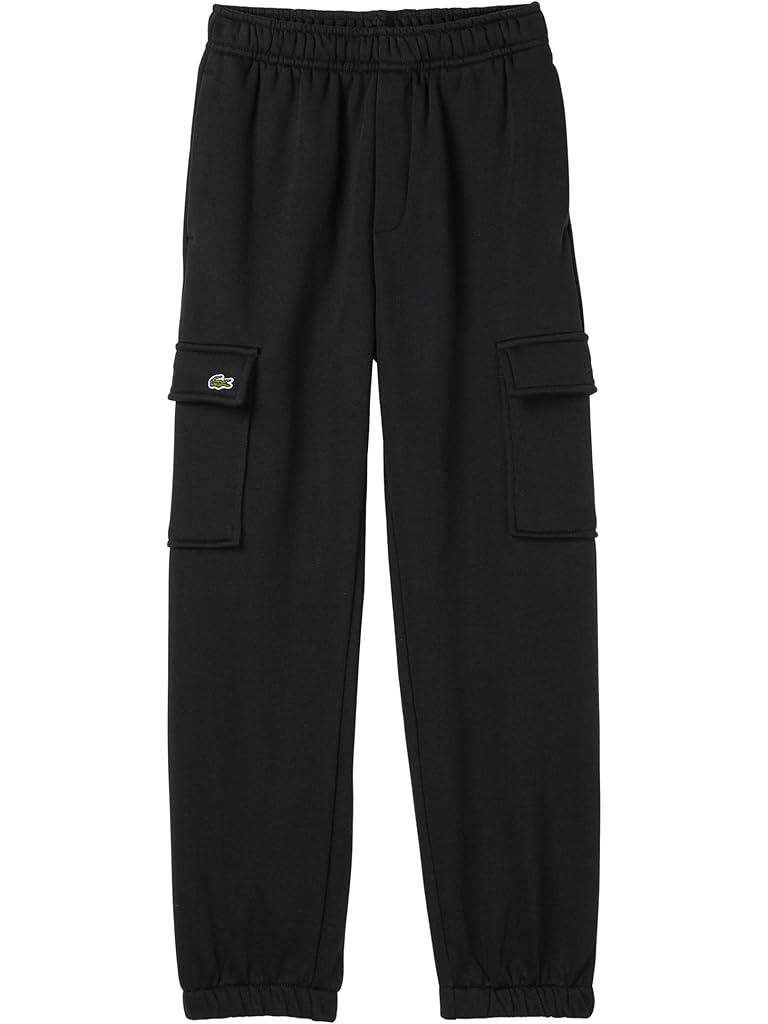 Black Lacoste Cargo Fleece Pants (Big Kid)