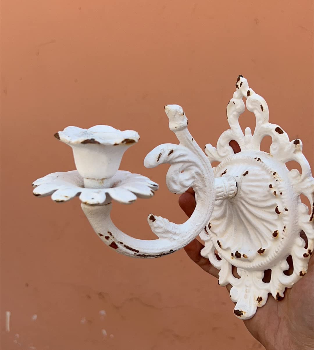 ADITAM Set di 2 portacandele in ghisa da Parete, portacandele da Appendere in Stile Shabby Chic per Parete, Decorazione da Parete per Soggiorno, Camino, Cortile (Rame) Double The Comfort