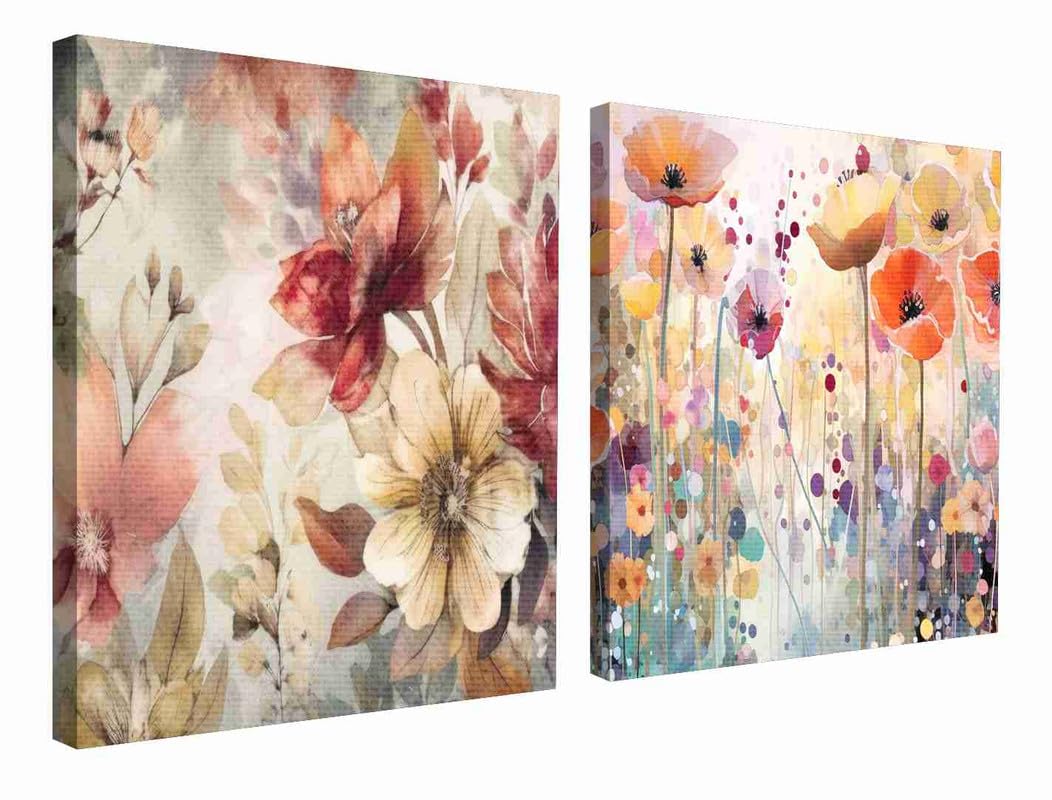 SAF paintings Wooden Framed Canvas Painting ||Set Of 2 Abstract Floral Theme Canvas Wall Art Painting for Home Décor Office||For Bedrom,Living Room Home wall and Office Interior CR-192 1