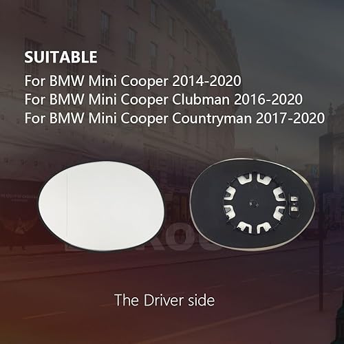 Miniatura 2 de Cristal de repuesto para espejo lateral del conductor para Mini Cooper 2007-2015, espejo retrovisor izquierdo calefactado para Mini Cooper 2007 2008