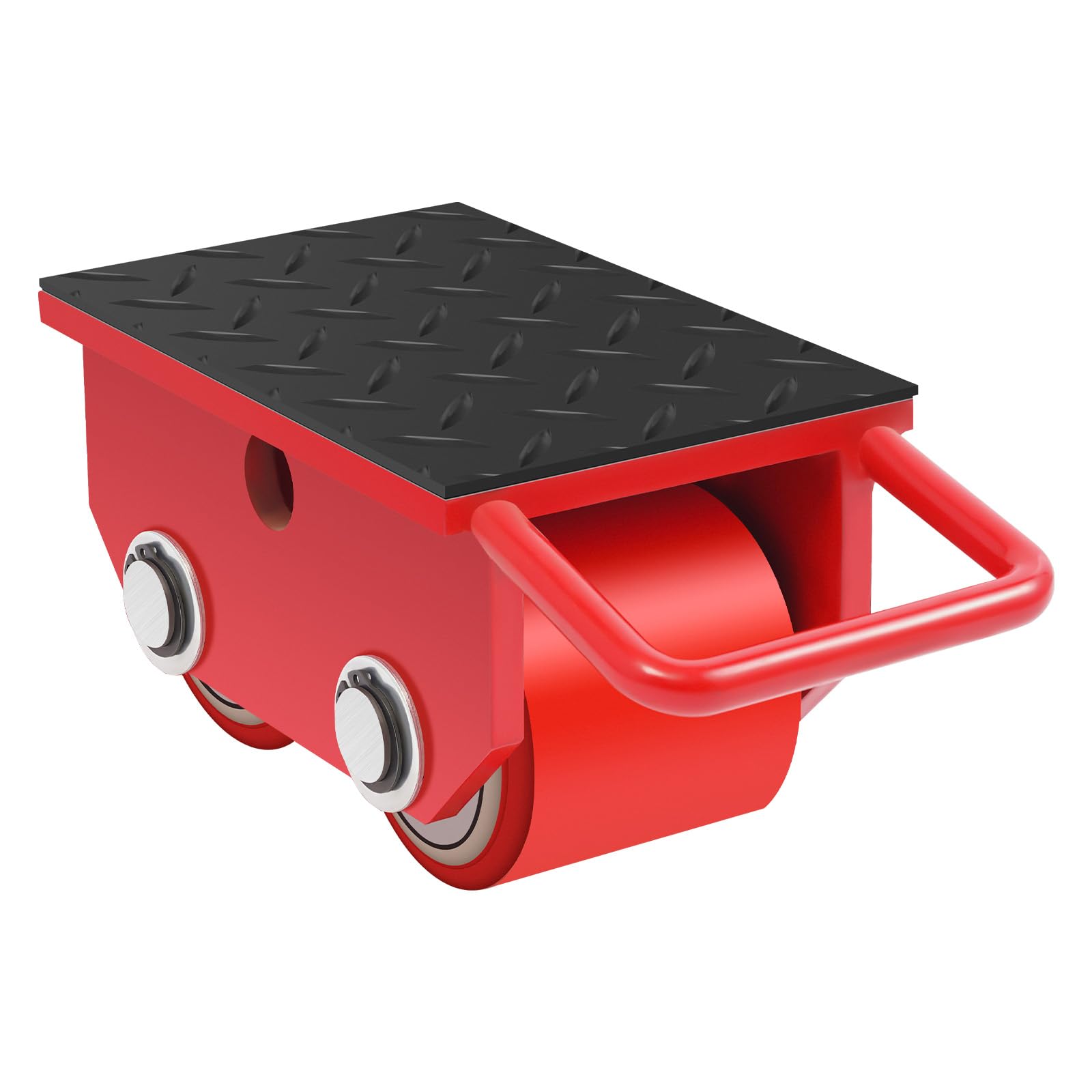 Chariot de déménagement de machines 2,5 T en fonte d'acier rouge – Chariot de transport robuste avec roues en polyuréthane, 5511 lbs