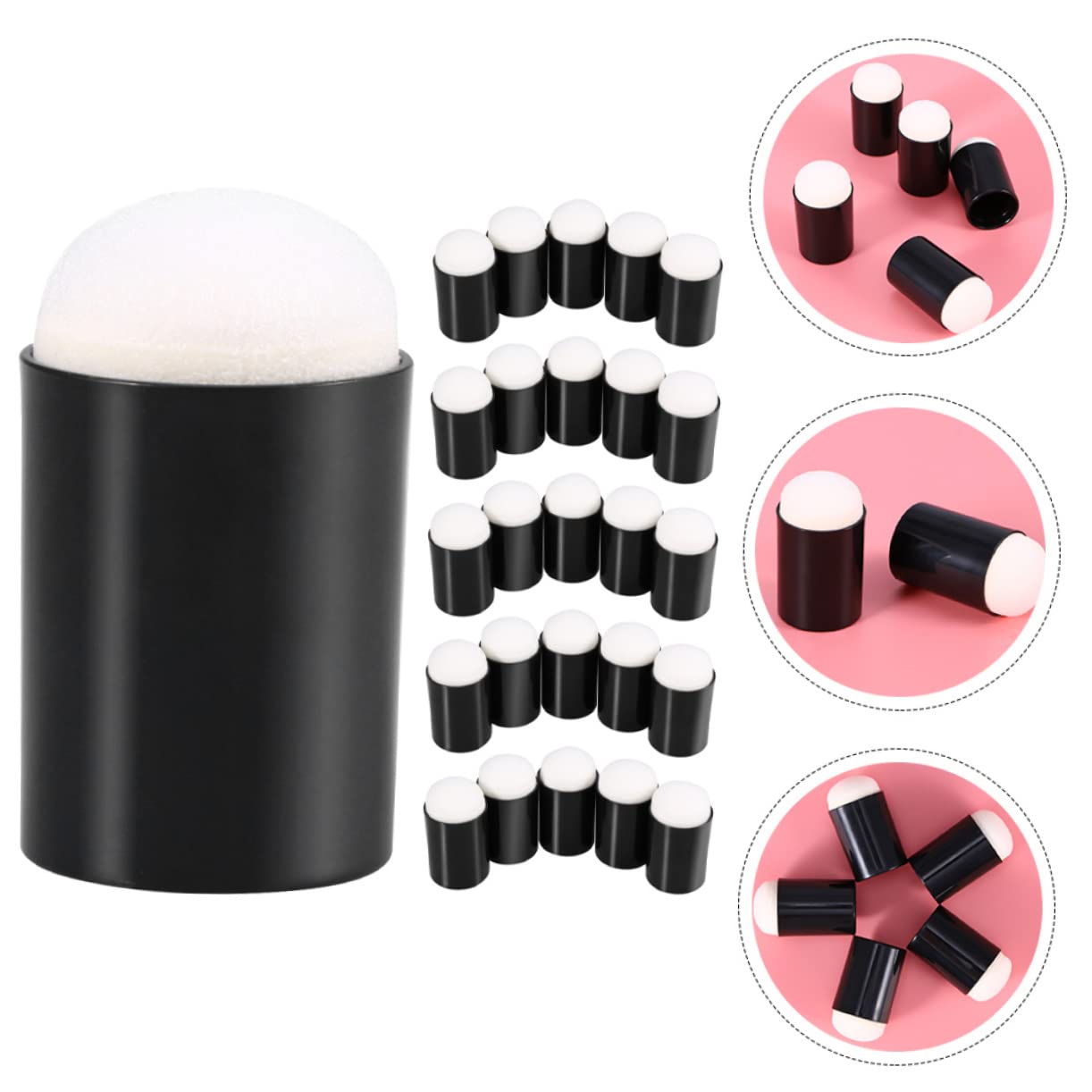 EXCEART 4 Ensembles Éponge De Peinture Au Doigt Éponge pour Les Enfants Jouet pour Les Enfants Faire Une Éponge À Doigts Barbouilleurs Éponge Dibujar Black Plastique 30 Pièces * 4