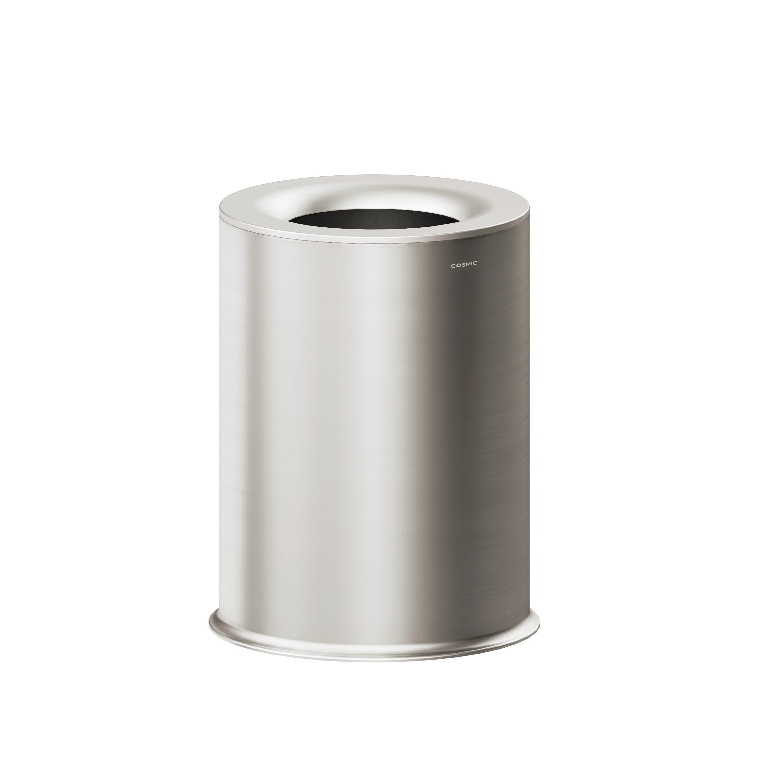 COSMIC Architect Sp Papelera de Baño y Cocina Sin Tapa Fabricada en Metal de Diseño Moderno y 5L de Capacidad. Cubo de Basura Redondo y Pequeño para Aseo de Color Acero Inoxidable Mate