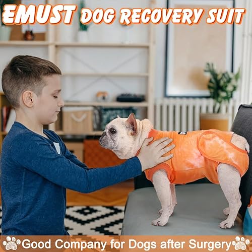 Miniatura 6 de EMUST Traje de recuperación para perros, traje de cirugía antilamidas para perros machos y hembras, alternativa de cono suave después de la cirugía