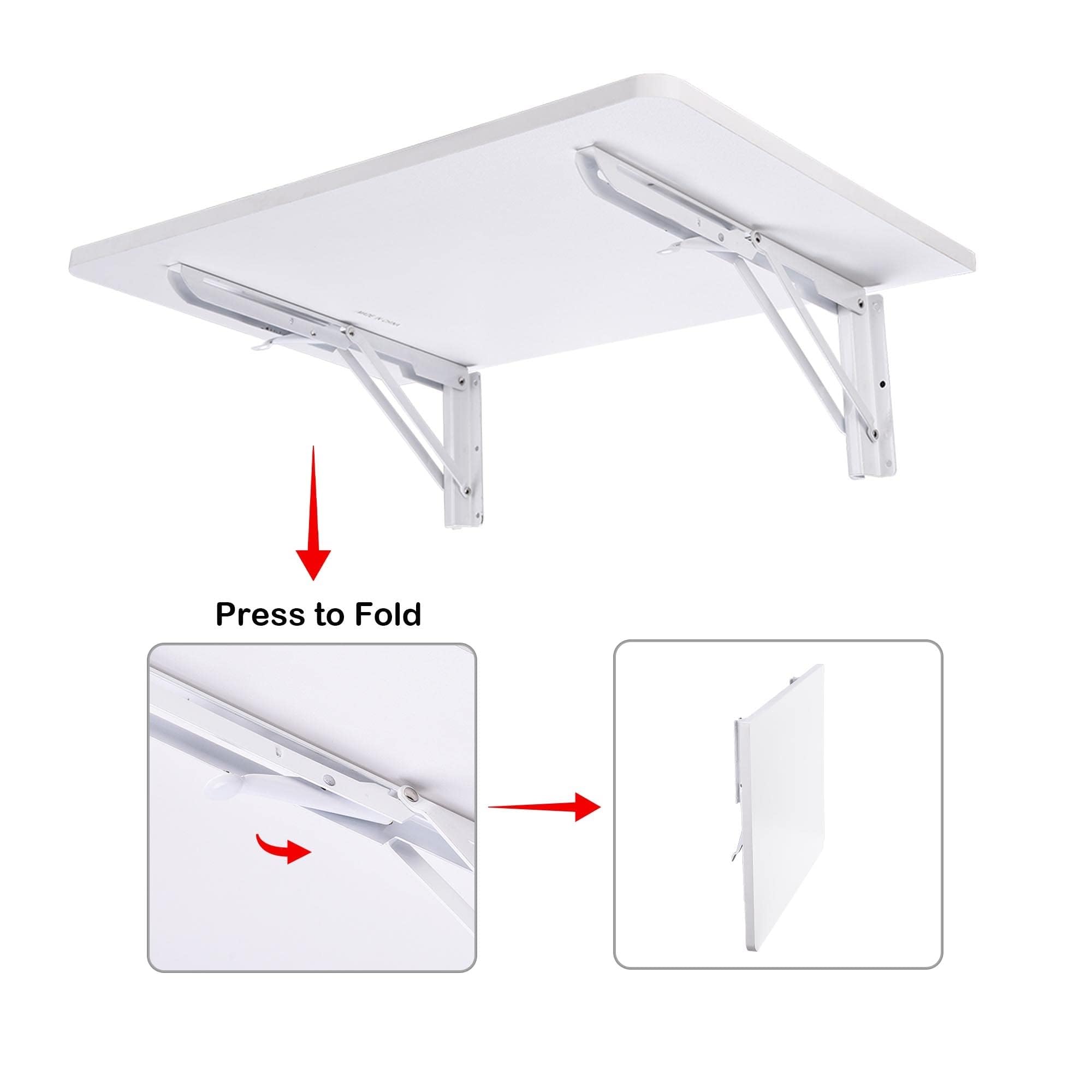 Tavolo da pranzo pieghevole a parete, salvaspazio, in legno, banco da lavoro pieghevole, per garage, casa, ufficio, cucina, sala da pranzo, moderno, bianco, 120 x 40 cm