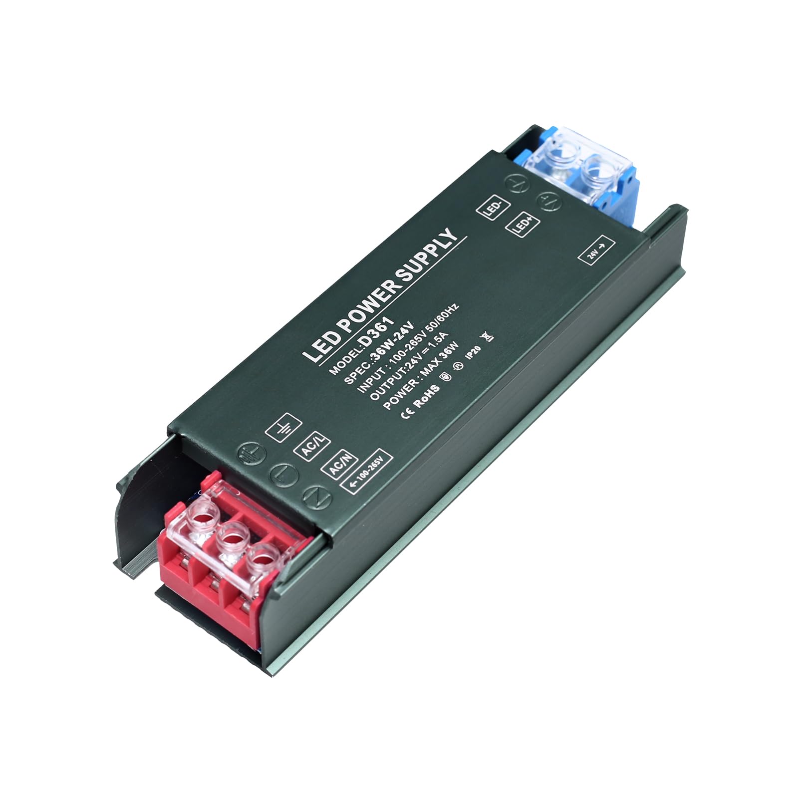 KSIBNW LED Transformer 24V 36W Driver AC 240V to DC 24V 1.5A, Ultra Slim Low Volt Power Supply Quiet 240V to 24V Transformer Adapter for LED Strip Light
