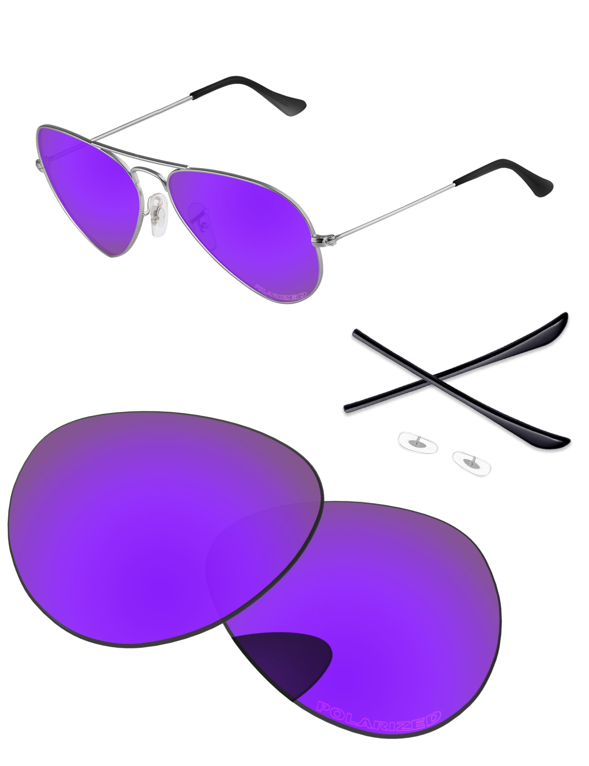 Lenti di ricambio compatibili con occhiali da sole Ray-Ban Aviator RB3025 55 mm