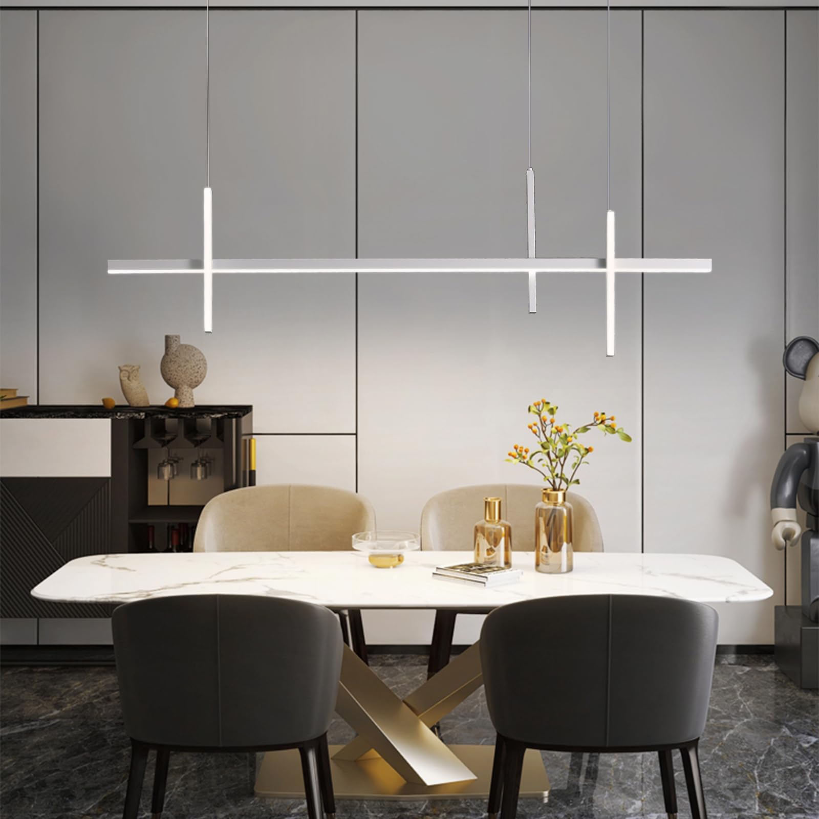 Lampadario LED Sospeso Moderno - Luce Dimmerabile 3000K-6500K Per Cucina, Sala Da Pranzo | Regolabile Con Telecomando - Foto 5