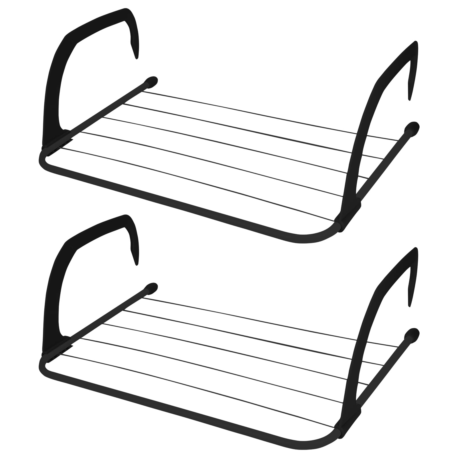 Pegs It Black Radiator Clothes Drying Rack (Pack Of 2) | Foldable Radiator Airers Indoor 6 Bars | Over Radiator Clothes Airer With Adjustable Arms | Caravan Airer For Balconies, Windows, Doors