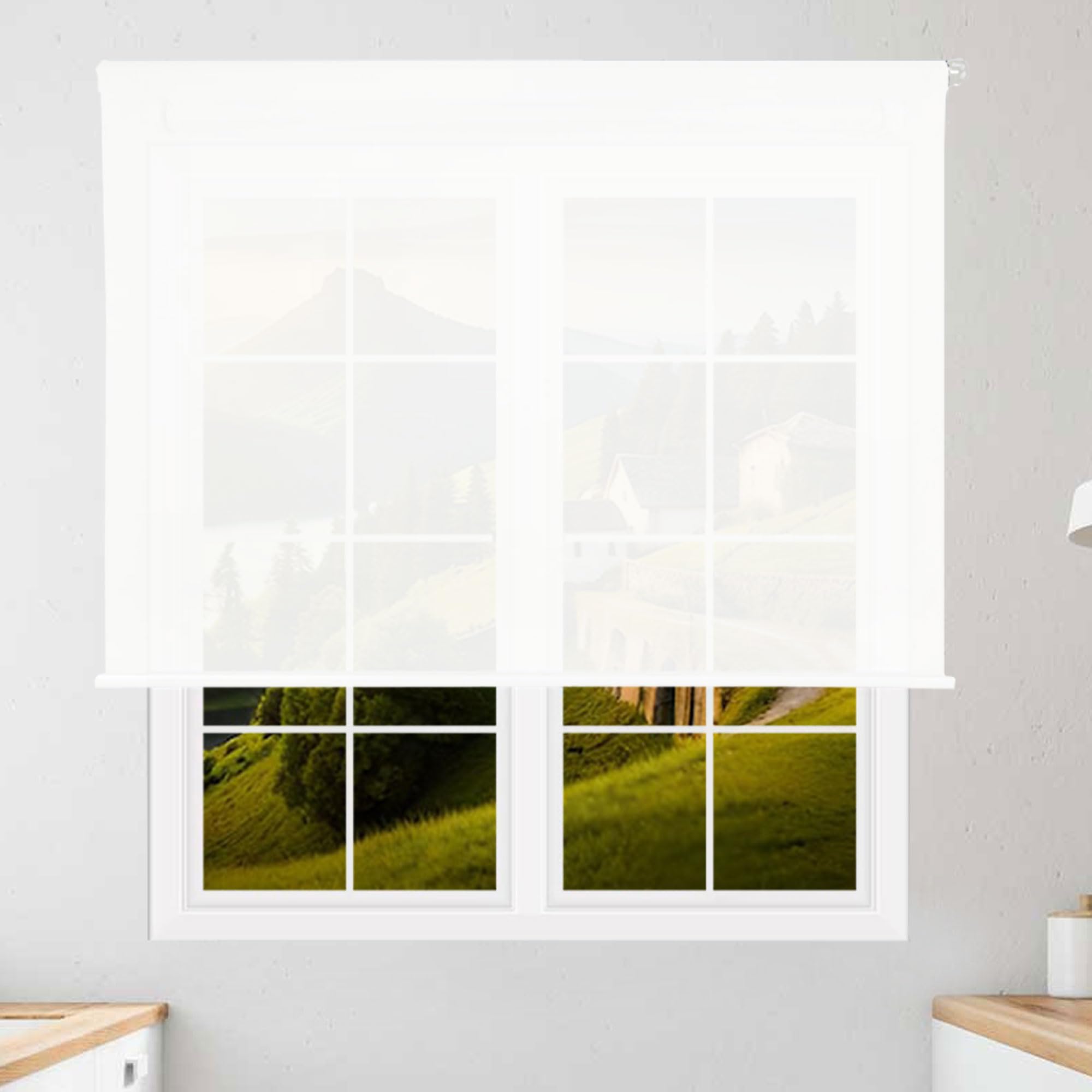Store Enrouleur translucide uni Blanc 180 x 120 cm Dimensions du Tissu 177 x 115 cm
