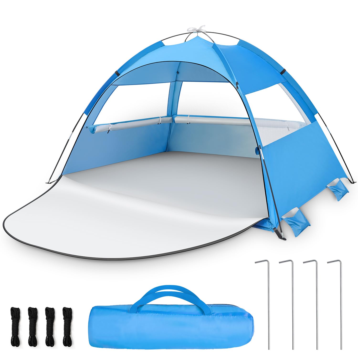 Pop-up namiot plażowy, automatyczny parasol plażowy dla 3-4 osób z ochroną przeciwsłoneczną, lekki i łatwy do przenoszenia przenośny namiot przeciwsłoneczny na wakacje na plaży kemping podróż