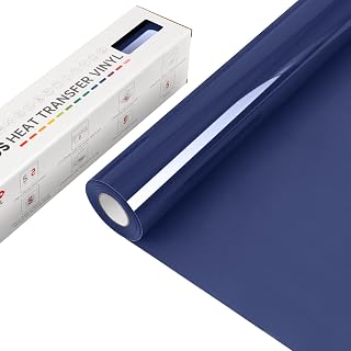Heat Transfer Vinyl-12” x 15FT Navy Blue Iron on Vinyl Roll for Shirts, HTV Vinyl for All Cutter Machines, Easy to Cut & Weed