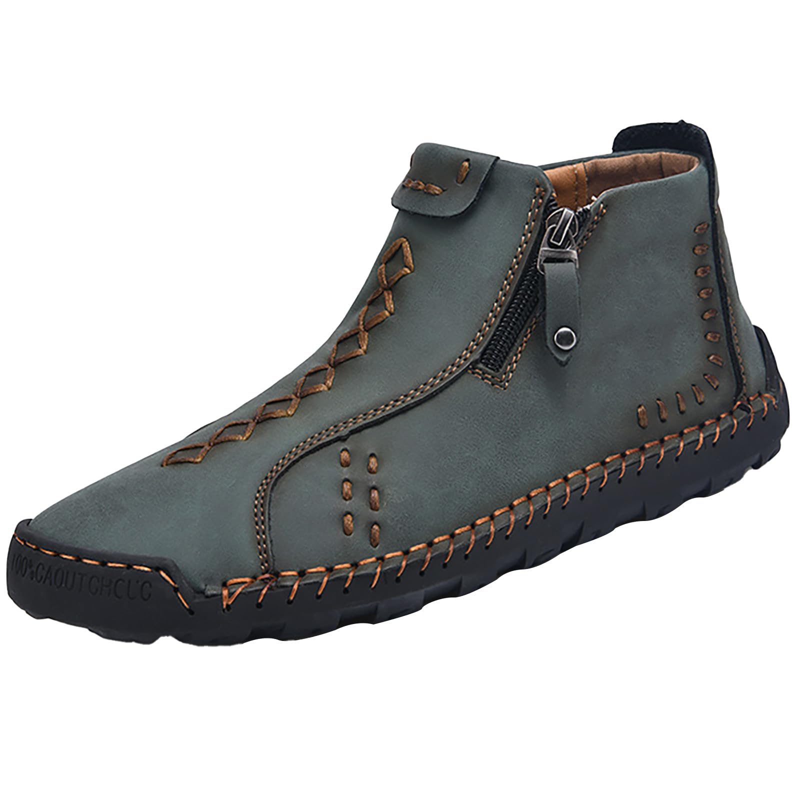 Stivaletti in pelle, da uomo, sportivi, antiscivolo, per il tempo libero, leggeri, suola piatta, confortevoli, stile retrò, comode da jogging, casual