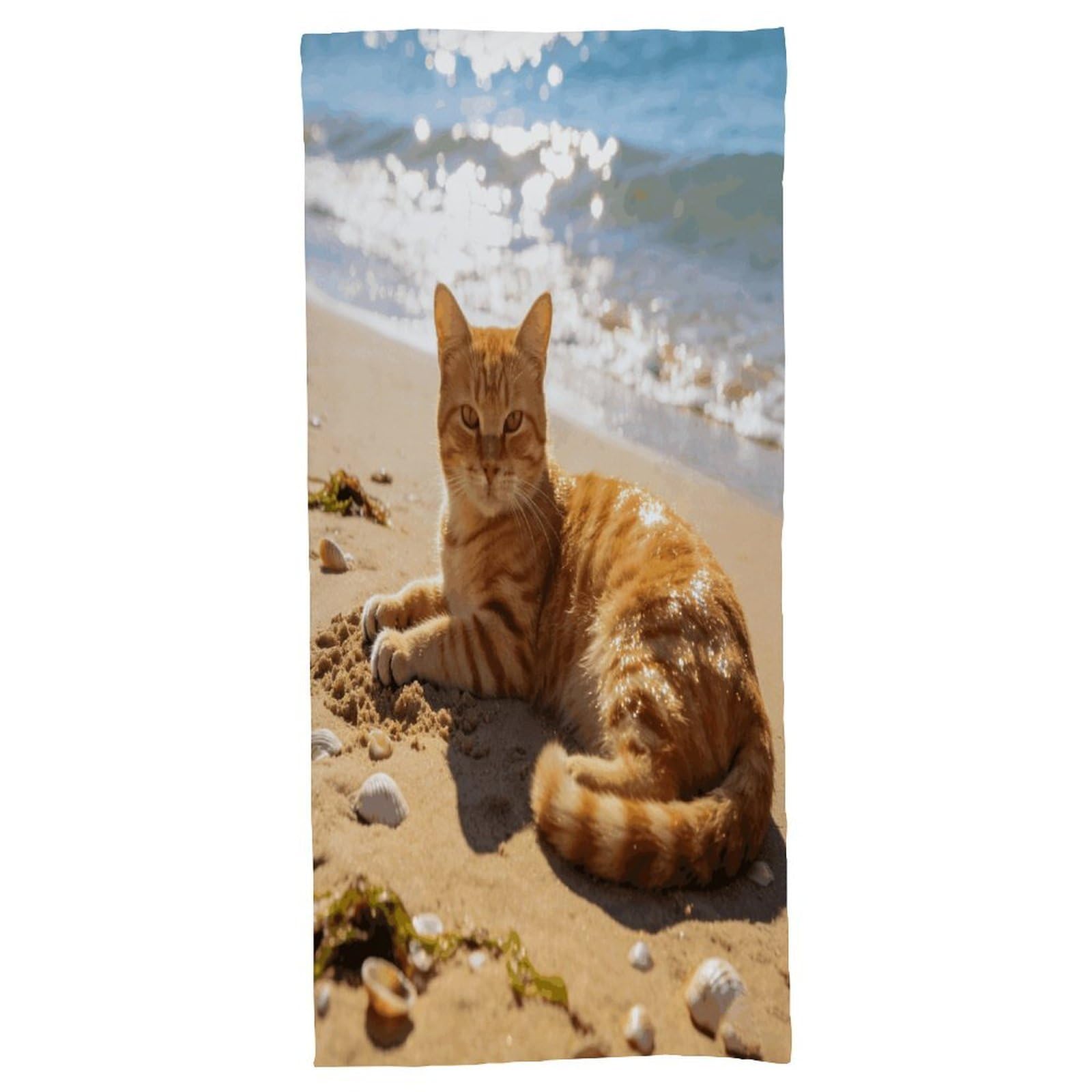 Fodpand Style Beach Cat Bath Towel, Highly Absorbent & Quick Drying Beach Towel, Compact & Lightweight Pool Towel For Bathroom, Beach, Pool, Gym, Spa, And Hotel Use