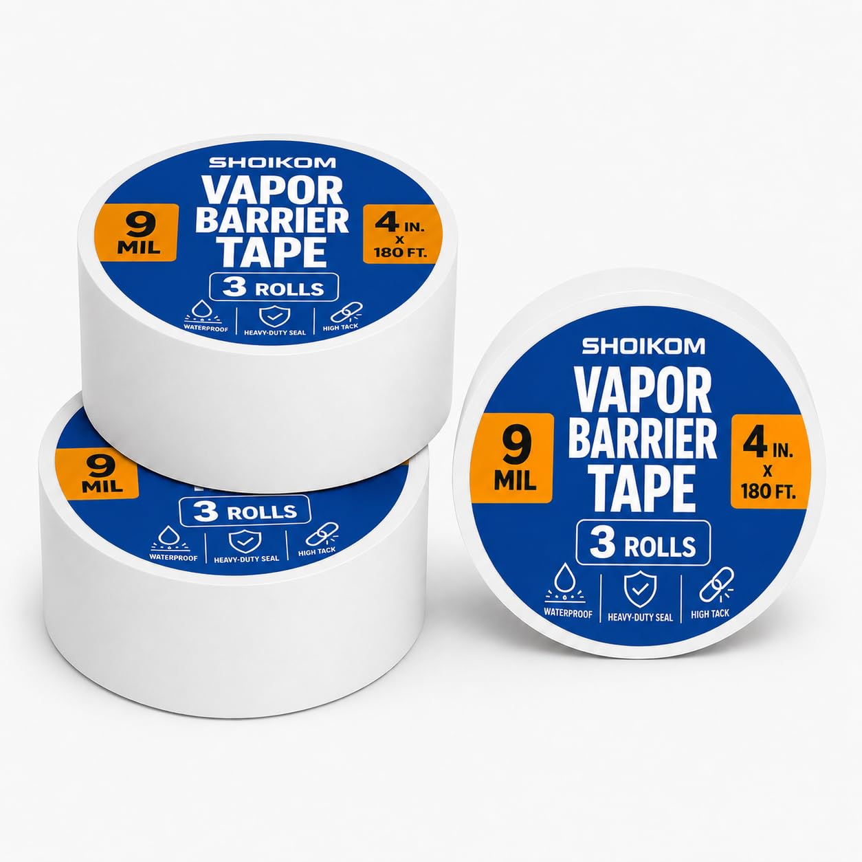 Paquete de 3 cintas de barrera de vapor blanca de 4 pulgadas x 180 pies: impermeable, a prueba de humedad y solución de sellado