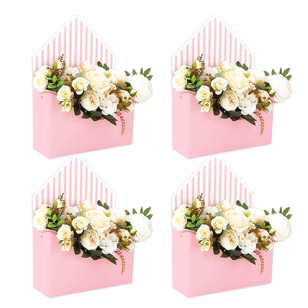 CTRLZS Floral Envelope Box Empty Flower Paper Box for Valentine' S Day for Bouquet Packaging, for Mother' S Day Wedding Party 4Pcs