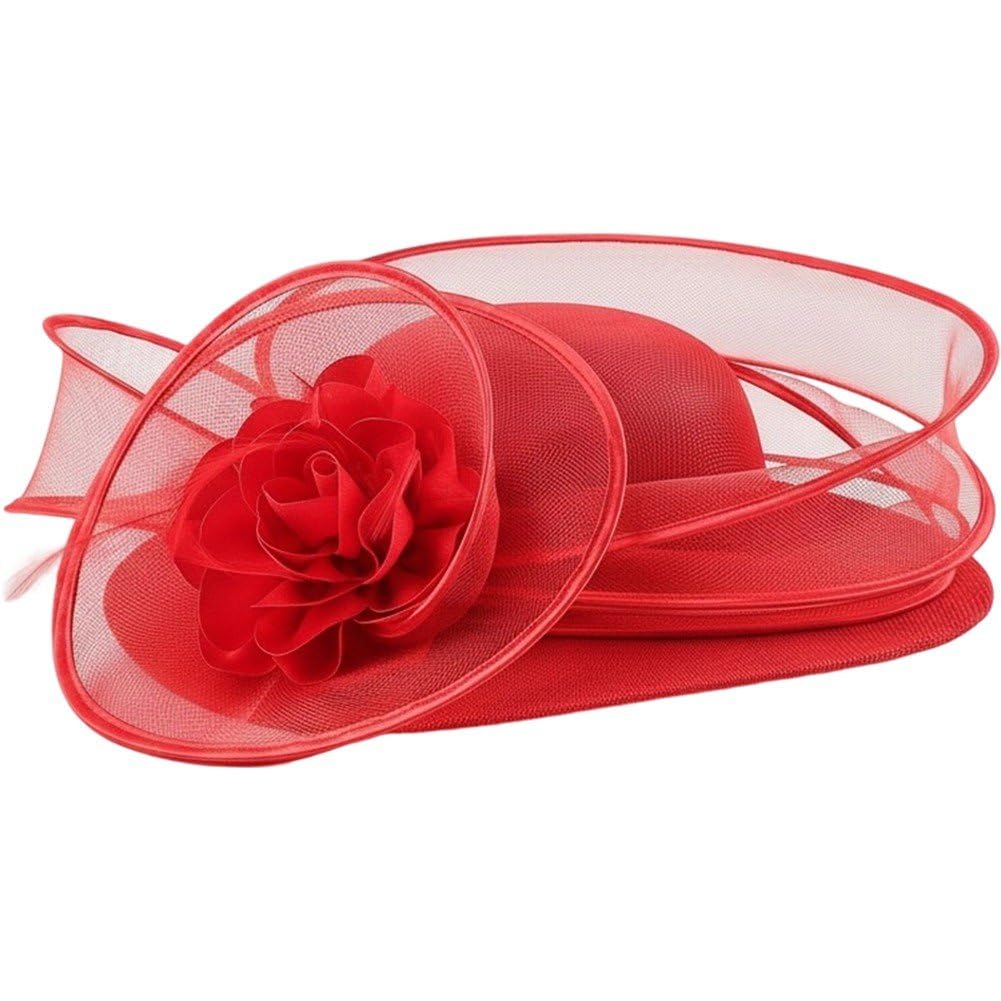 Sanfly Women Church Hat Derby Cocktail Tea Hat Elegant Derby Dress Church Hat Wide Brim Wedding Fascinators for Tea Party