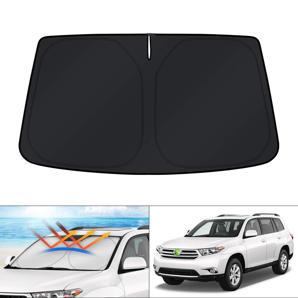 KUST Windshield Sun Shade for 2008-2010 2011 2012 2013 Toyota Highlander Accessories Custom Fit Sunshade Foldable Sun Protector Blocks UV Rays
