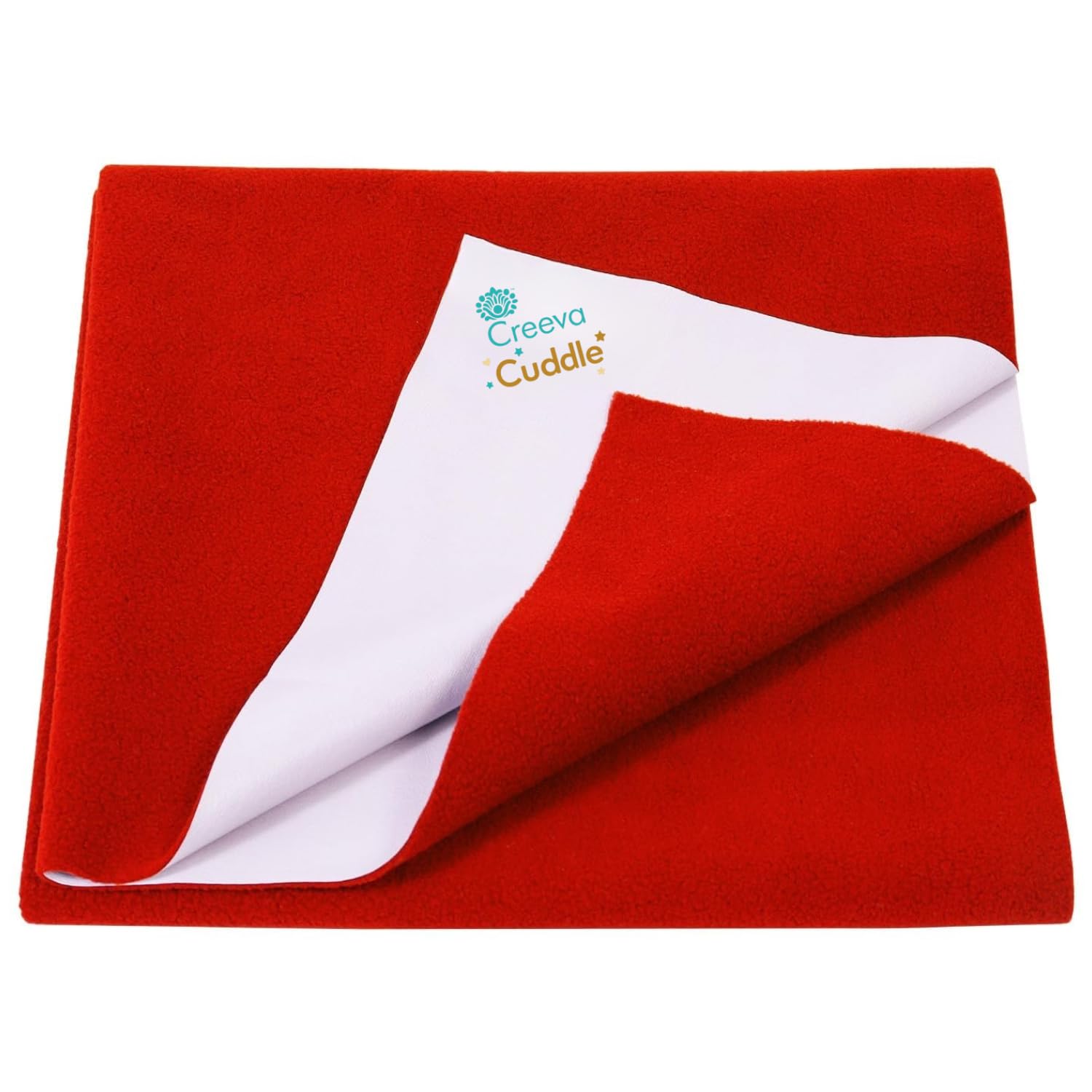 Creeva Cuddle Baby Bed Protector – Waterproof & Breathable Fleece Dry Sheet, Reusable & Washable (140 cm x 100 cm, Red)-image-11