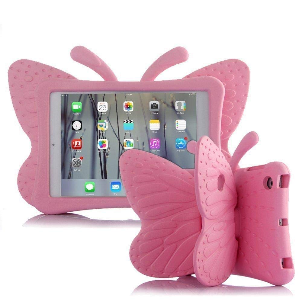 Apple ipad 2 3 4 Generation case cover for kids Shockproof Drop Proof Children Butterfly Cover Lightweight EVA Materail Protective Bumper with Stand - Pink