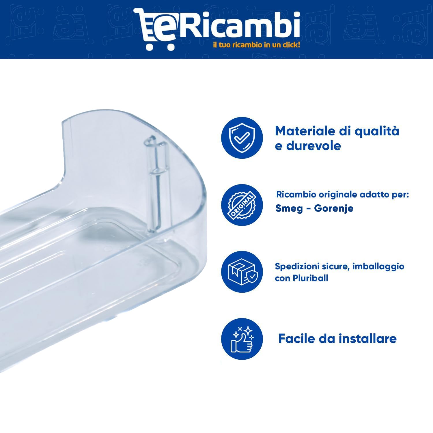 Balconcino Frigorifero Smeg - Ripiano Bottiglie 405x105x45mm