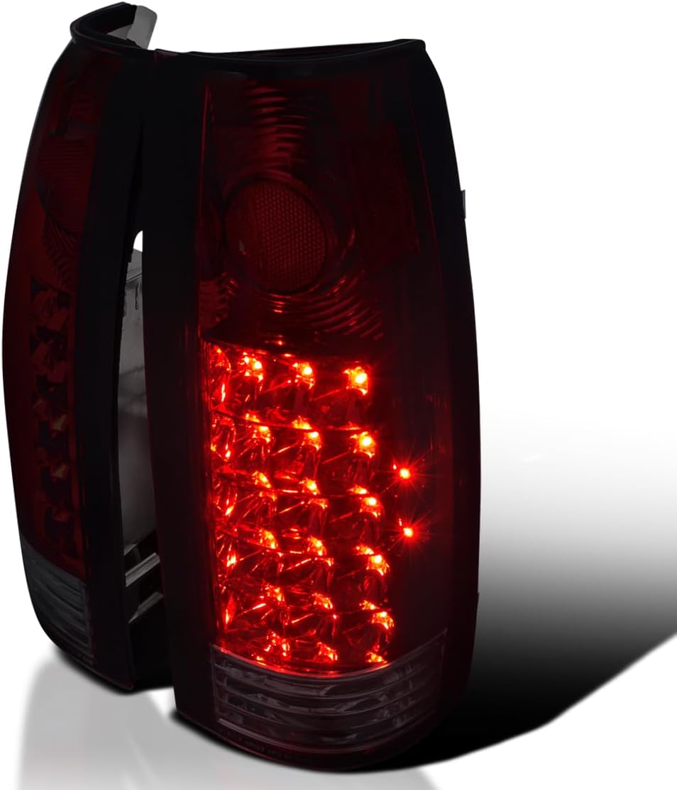 SPEC-D TUNING Red Smoke Lens LED Tail Lights Compatible with Chevy/GMC C/K 1500/2500/3500 Truck Left + Right Pair Assembly