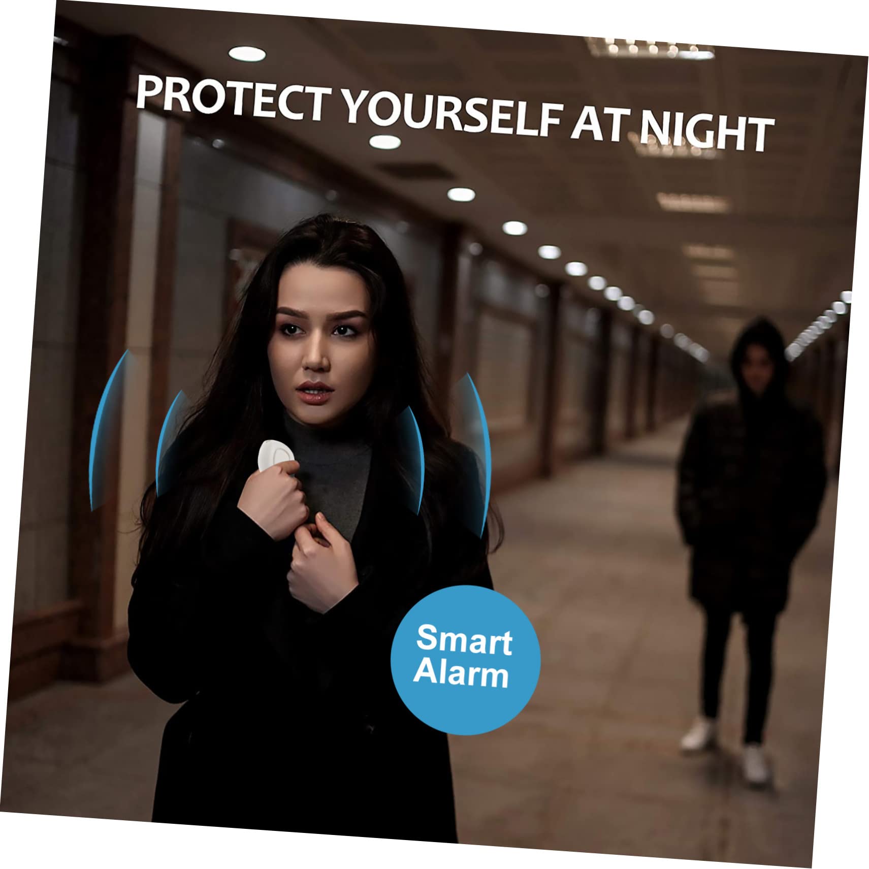 Uonlytech 4 Pièces Sirène Anti Loup pour Porte-clés Alarme Cartes D'affirmation Électrique Urgence Lumière LED Alarme Porte-clés avec Lumière en Forme De Coeur Cœur Sûr Blanche Plastique