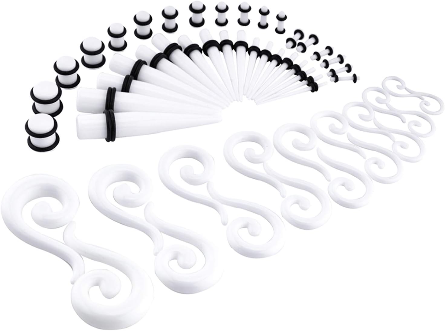 Ear Stretching Kit 54 Pieces 14G-00G Ear Gauges Expander Set Acrylic Tapers and Plugs & Silicone Tunnels Body Piercing Jewelry Set with EVA Box