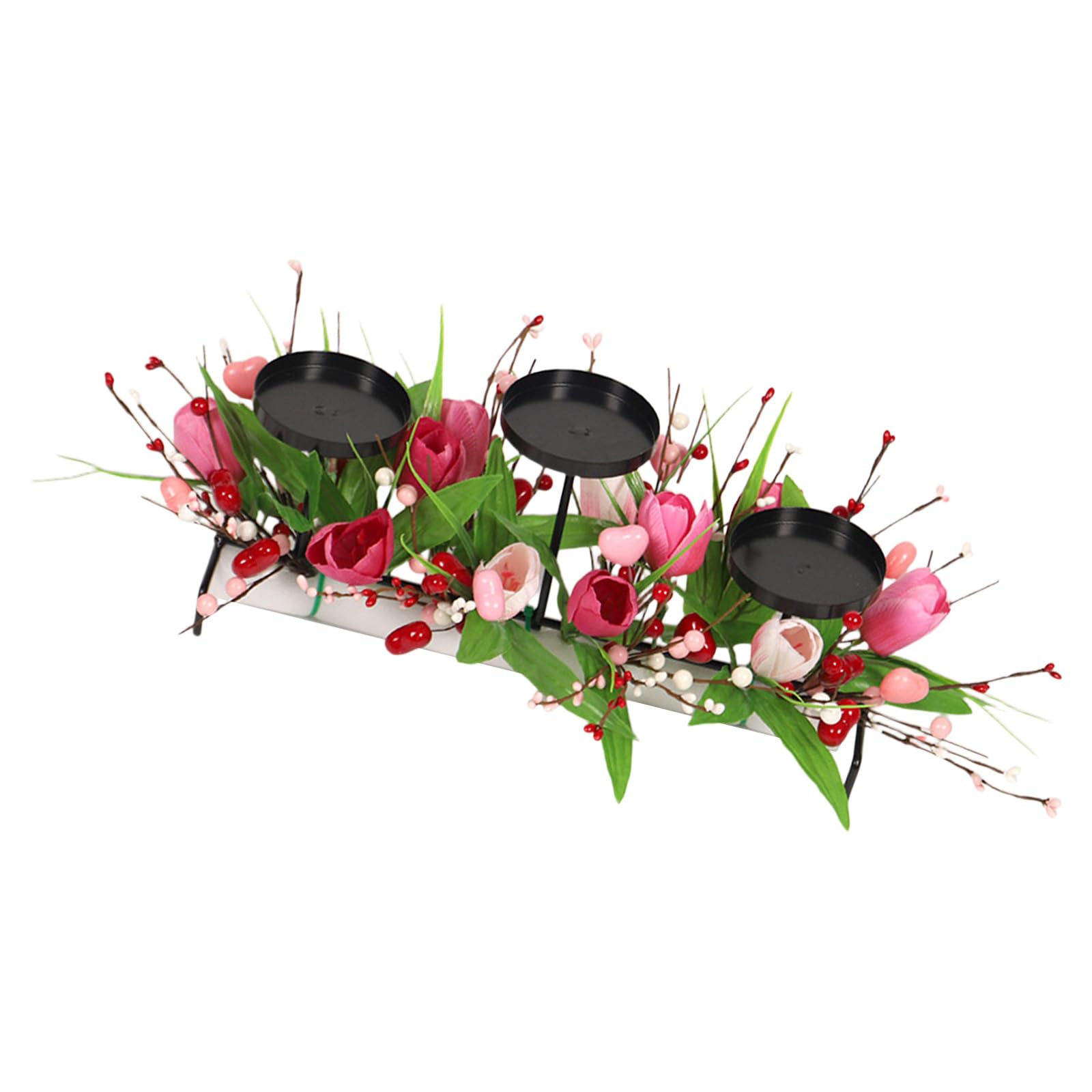 Iron Holer - Soporte decorativo para velas de flores artificiales para el día de San Valentín, bodas, centros de mesa, soporte decorativo para decoración del hogar