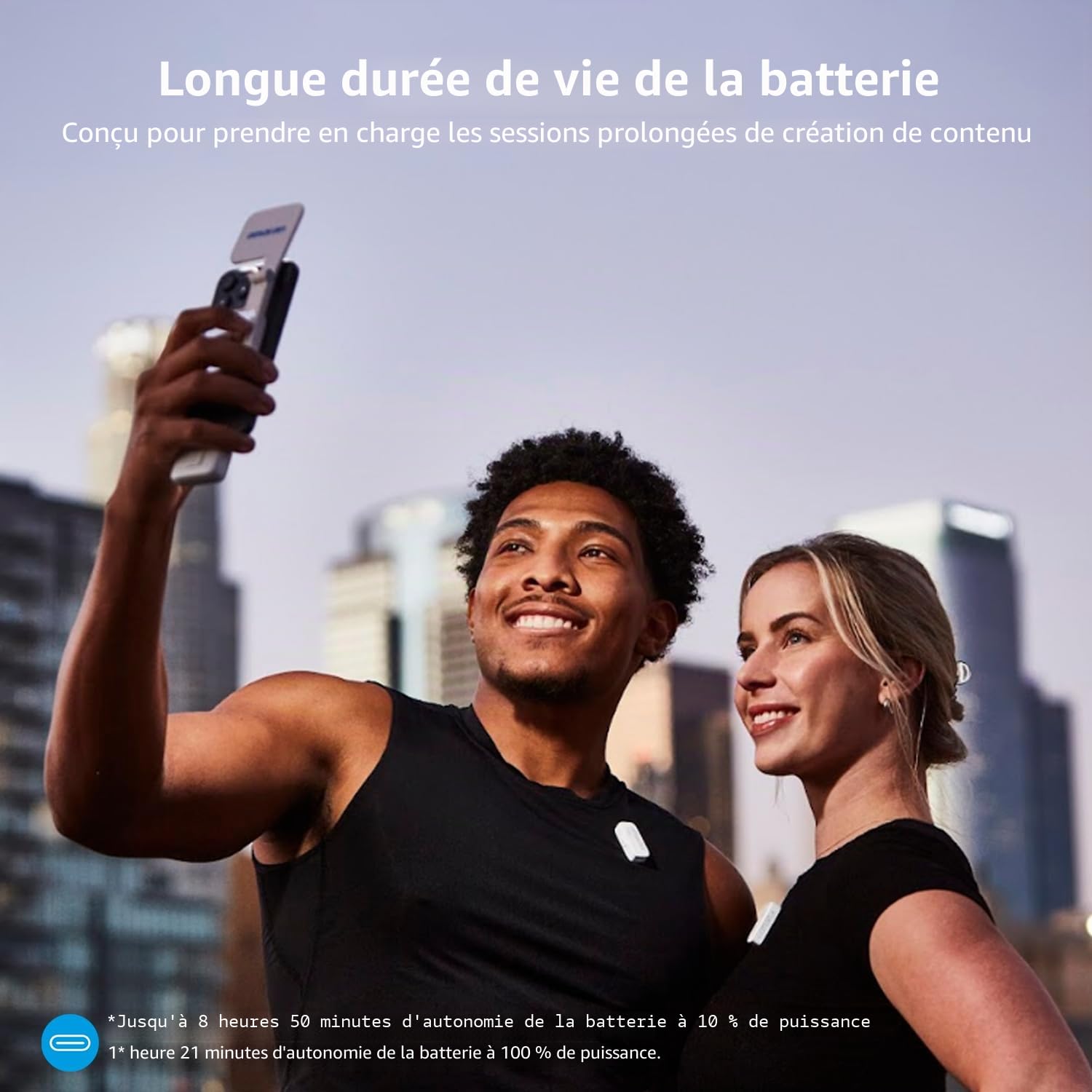 amaran Go Mini Lumière Téléphone, LED Magnétique avec Lumière Miroir, CCT Réglable 2700K à 6500K, 10 Effets Lumineux, Charge Rapide USB-C, Éclairage Doux et Précis pour Créateurs Mobiles-Fusain