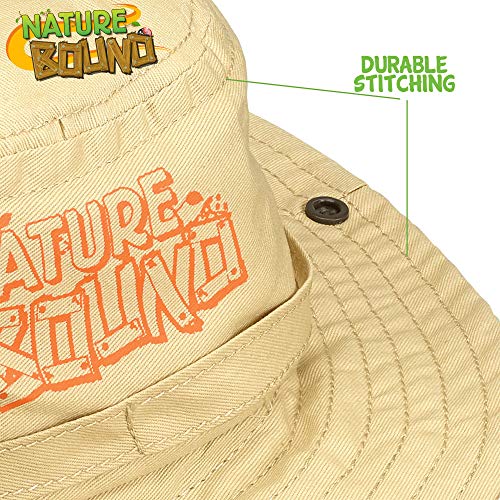Nature Bound Kids Explorer Safari Hat with Drawstring and Khaki Fabric for Boys and Girls Ages 4 +3