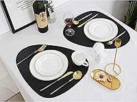 Vista 46 de Faux Leather Placemats and Coasters Set of 2, Round Leather for Dinner Table Mats Heat Resistant Non-Slip Washable Insulation Coffee Mats Kitchen