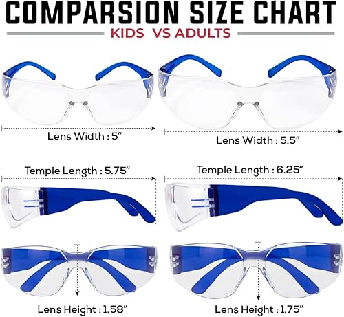 Miniatura 4 de BISON LIFE Gafas de seguridad para niños, gafas protectoras para niños a granel, ANSI Z87.1, gafas de seguridad para niños, paquete de gafas de