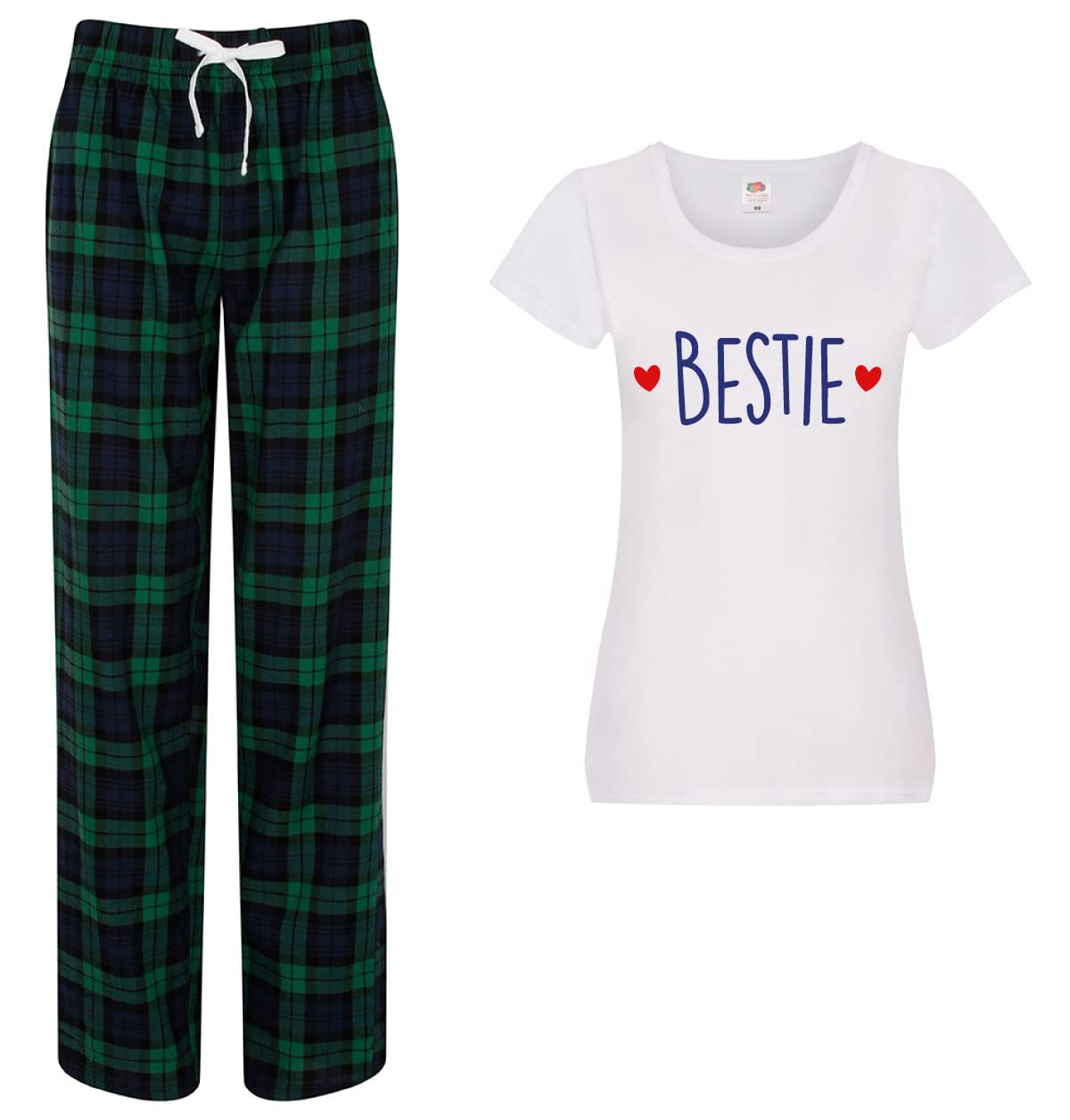 60 Second Makeover Women's Green Limited Bestie Pyjamas For Pjs Tartan Trouser Bottoms Best Friend Pyjamas Set Friend Gifts For Pajamas - Small