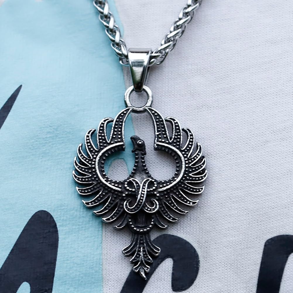 Phoenix Pendant Necklace - Men Women Stainless Steel Vintage