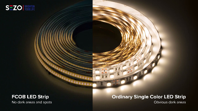 Image of SEZO FCOB IC Addressable LED Strip COB+WS2811 IC 3000K Warm White Chasing High Density 16.4FT /5M DC24V CRI 90+ 360LEDs /M IP30 LED Tape for Indoor DIY Decoration (Not Included SPI Controller)
