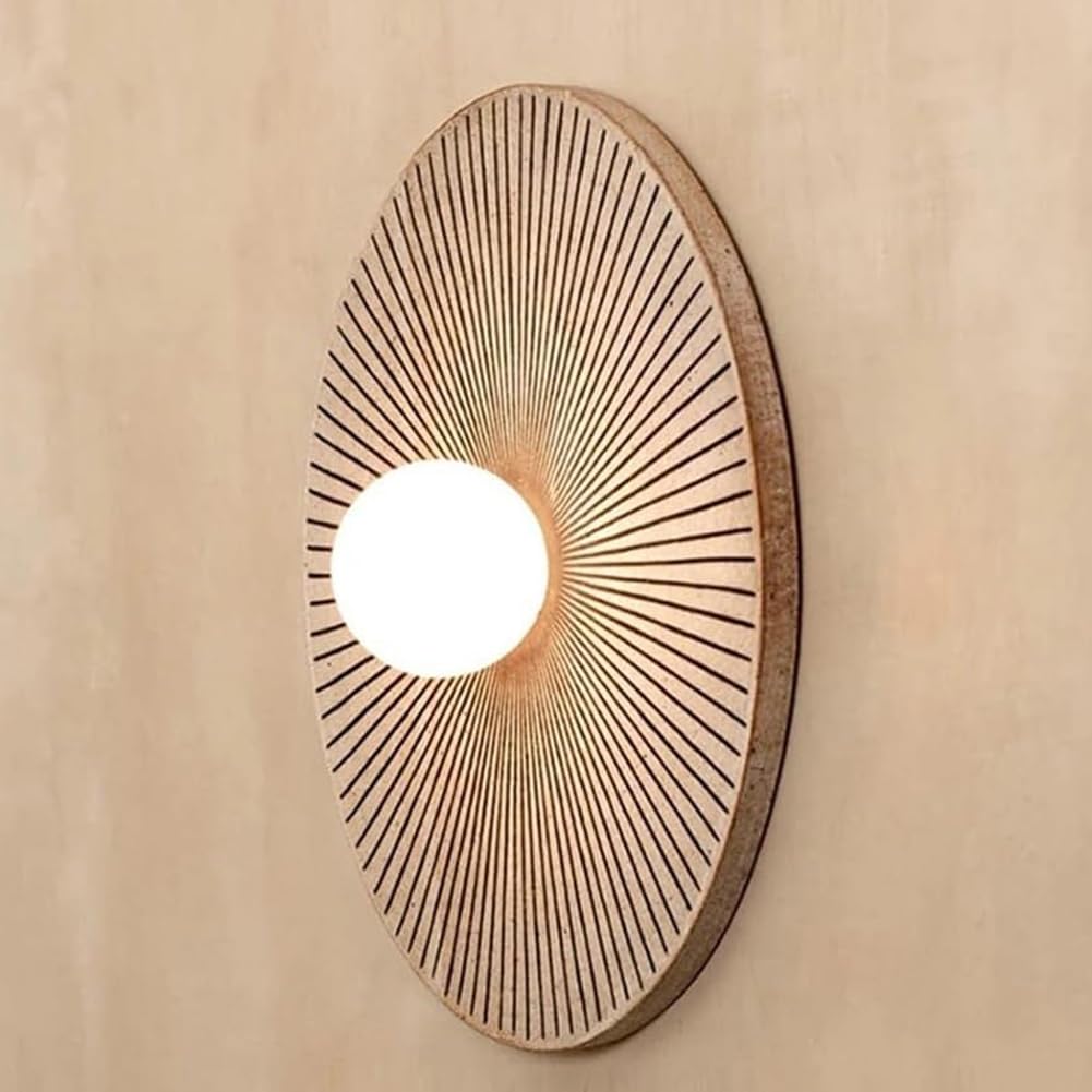 LOGT Round LED Wall Light Vintage Art Deco Wall Lamp Indoor Spherical Glass Lampshade Living Room Lamp Synthetic Resin Modern Decorative Wall Lighting 30cm for the Living Room Hallway