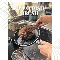 Vista 4 de Kit de cocina sin residuos Cepillos de coco, esponjas de yute y coco y raspadores de ollas de bambú Lavado de platos sin plástico que realmente