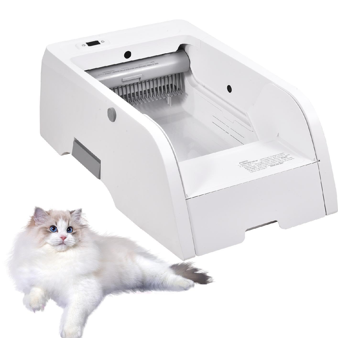 Lettiera per Gatti con Pulizia Automatica 5L Pulsante o Telecomando APP Sotto i 45 Decibel Lettiera Gatto con Sensore a Infrarossi e Protezione dalle Perdite 20 KG Massimo 73,8x25x45 cm